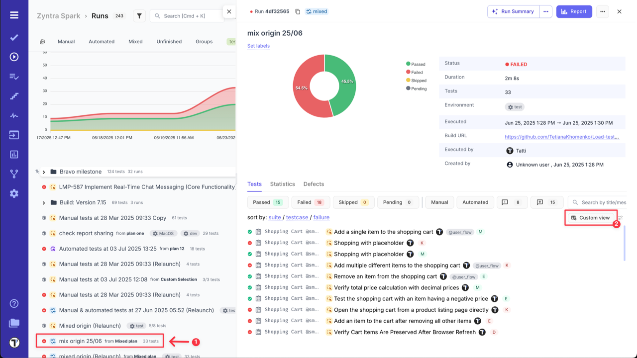 Testomat.io - RunReport Customization